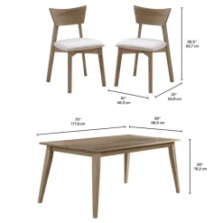 Arboit Poitras 70" Rectangular Dining Table with 4 Chairs -