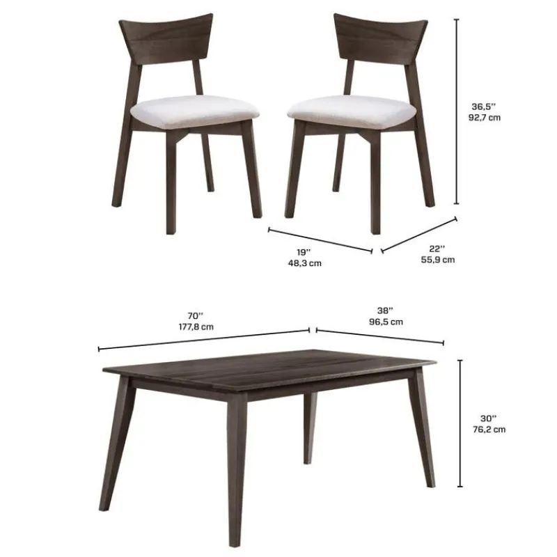 Arboit Poitras 70" Rectangular Dining Table with 4 Chairs -