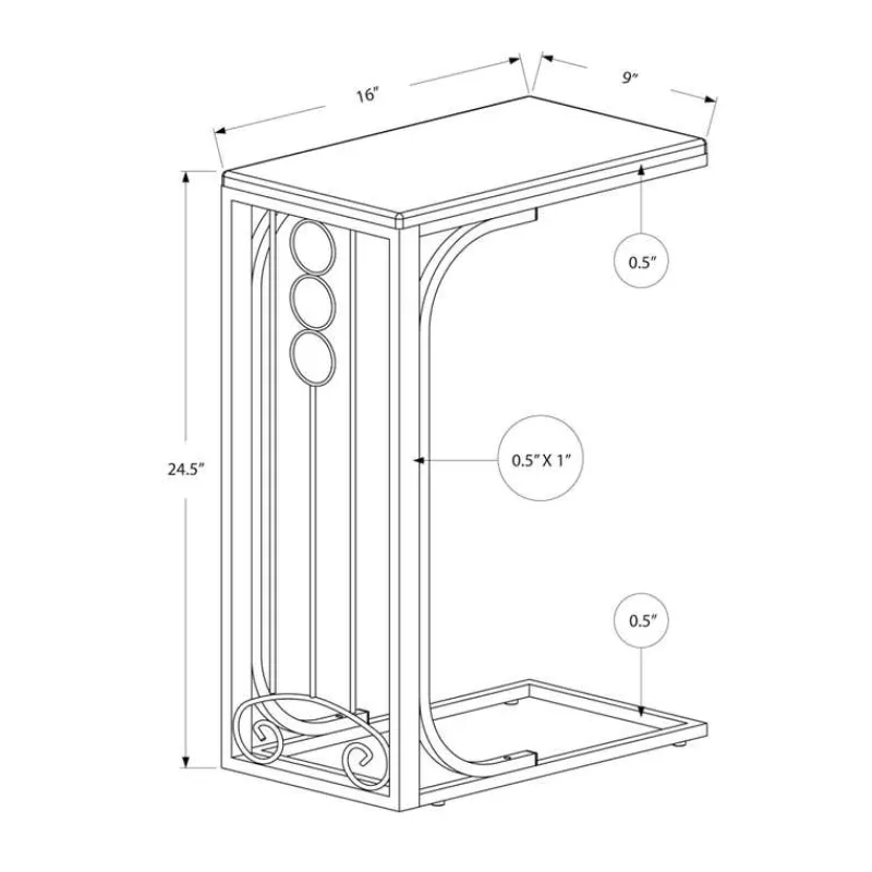 Monarch Accent table - top / silver metal -