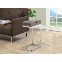 Monarch Accent table - chrome metal / with a drawer -