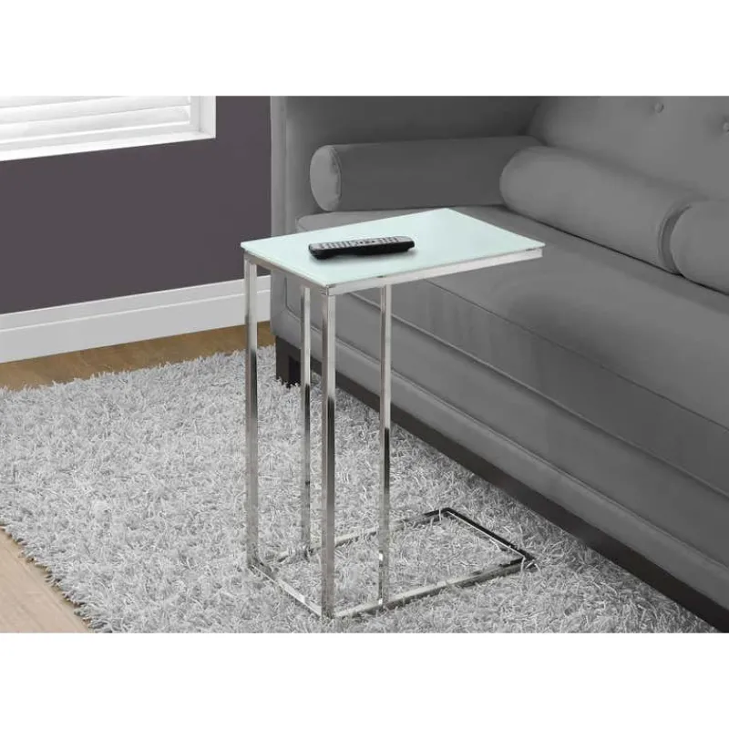 Monarch Accent table - metal with frosted tempered glass -