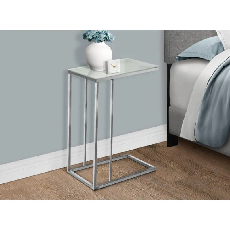 Monarch Accent table - metal with frosted tempered glass -