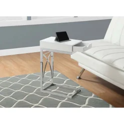 Monarch Accent table - chrome metal / glossy with a drawer -
