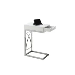 Monarch Accent table - chrome metal / glossy with a drawer -