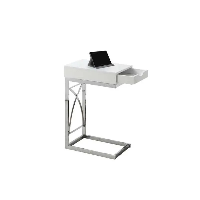 Monarch Accent table - chrome metal / glossy with a drawer -