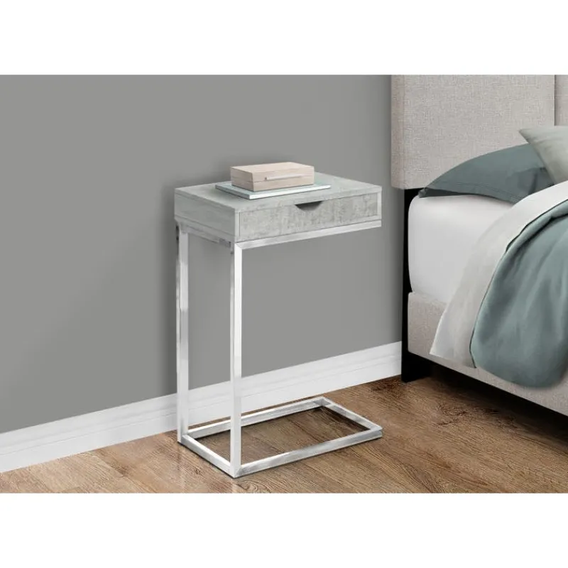 Monarch Accent table - chrome metal / cement with a drawer -