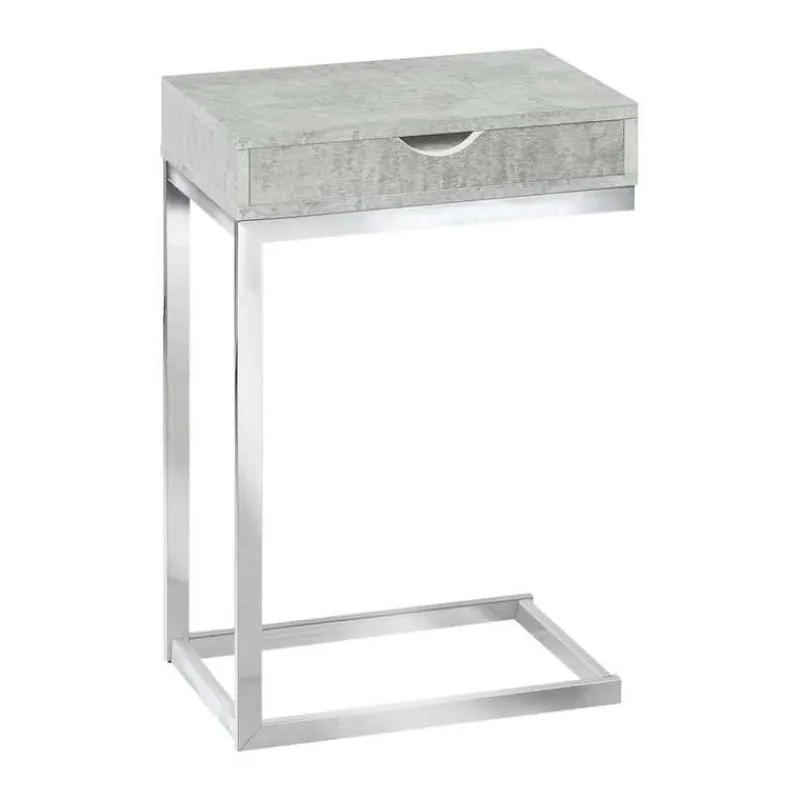 Monarch Accent table - chrome metal / cement with a drawer -