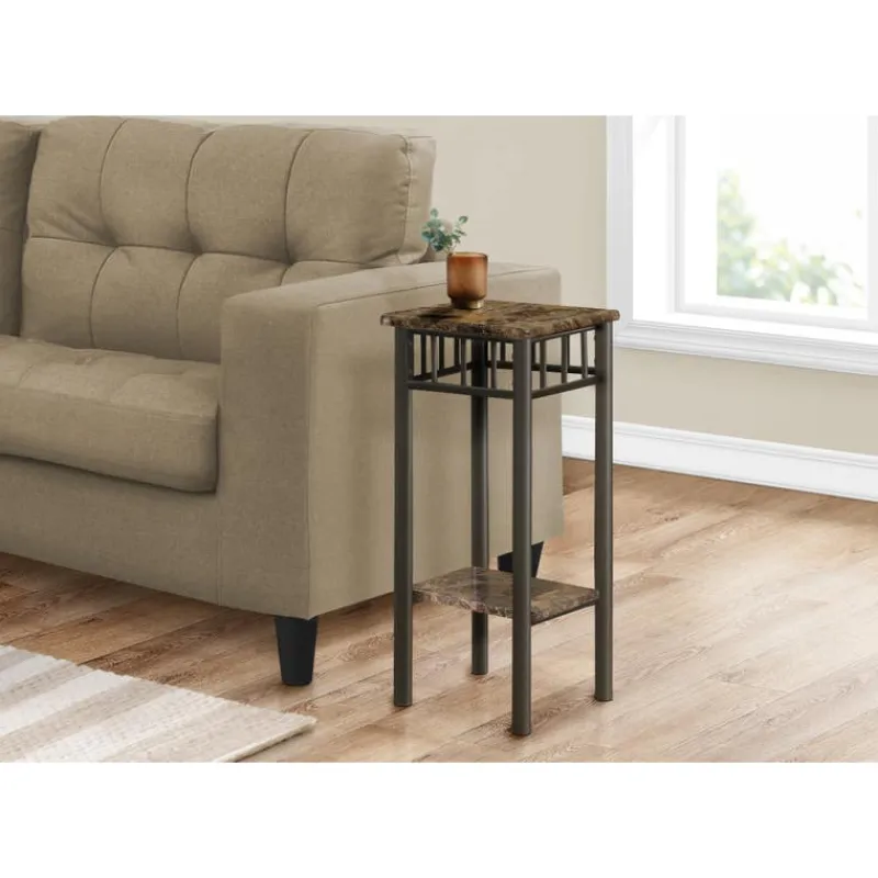 Monarch Accent table - marble / bronze metal -