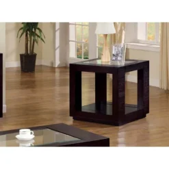 Monarch Accent table - veneer with glass insert -