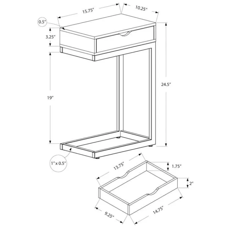 Monarch Accent table - reclaimed wood-look / black / drawer -