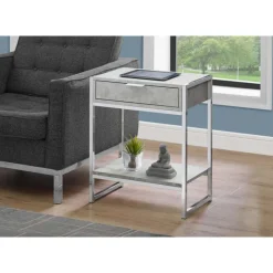 Monarch Accent table - 24"h / cement / chrome metal -