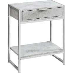 Monarch Accent table - 24"h / cement / chrome metal -