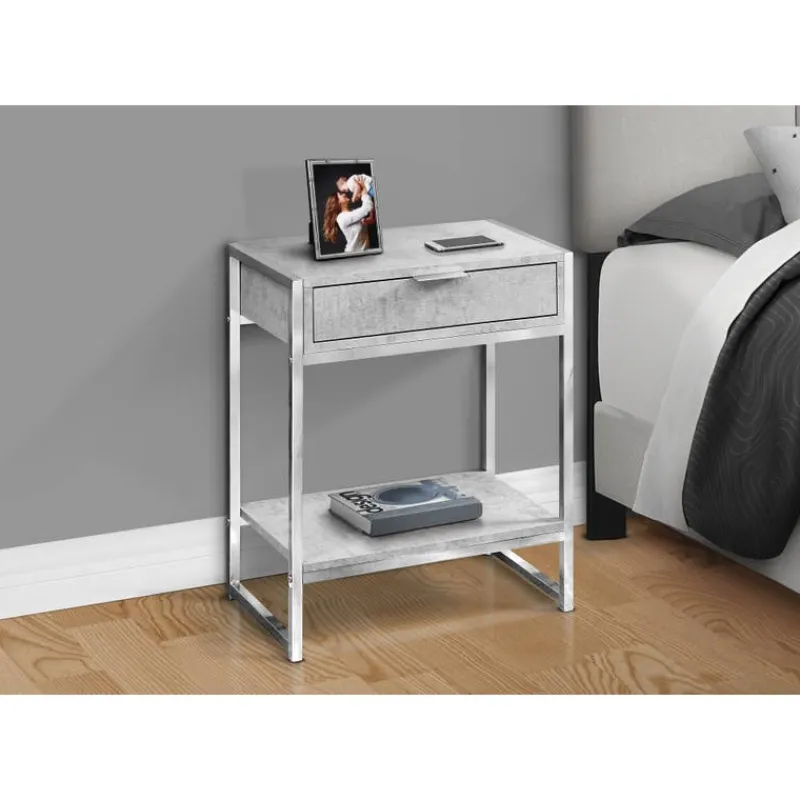 Monarch Accent table - 24"h / cement / chrome metal -