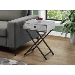 Monarch Accent table - 24"h / cement / black nickel metal -