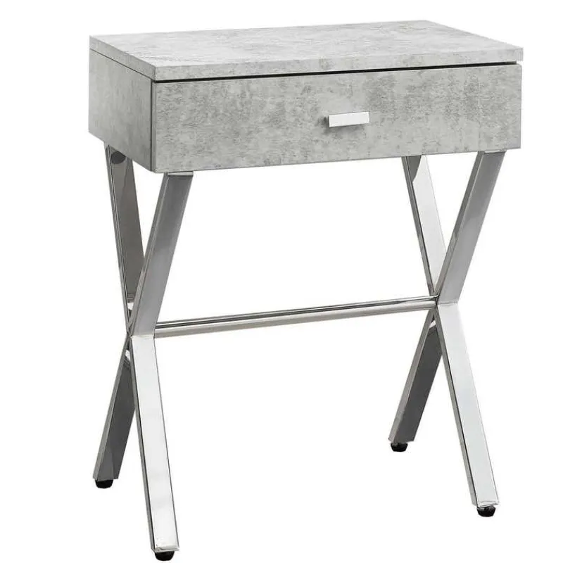 Monarch Accent table - 24"h / cement / chrome metal -