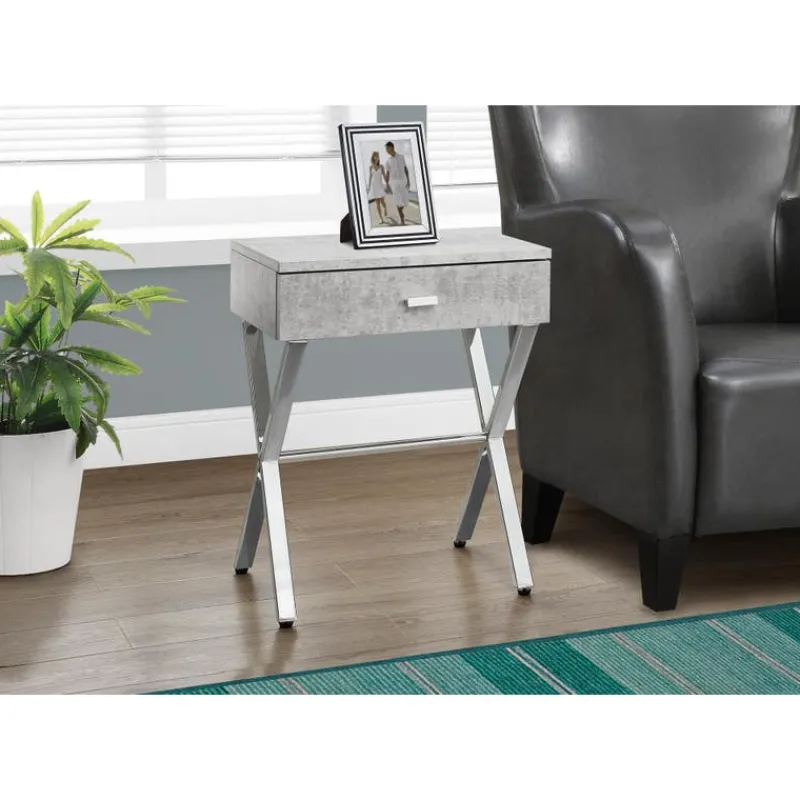 Monarch Accent table - 24"h / cement / chrome metal -