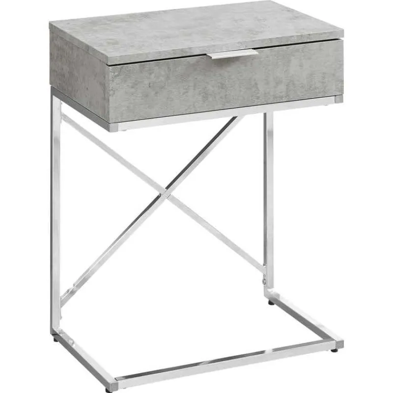 Monarch Accent table - 24"h / cement / chrome metal -