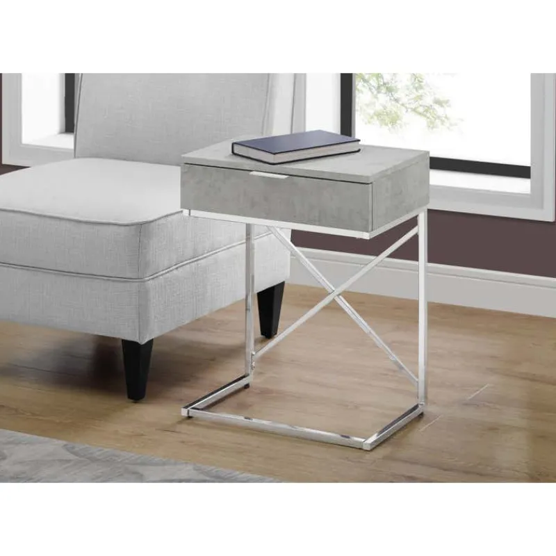 Monarch Accent table - 24"h / cement / chrome metal -