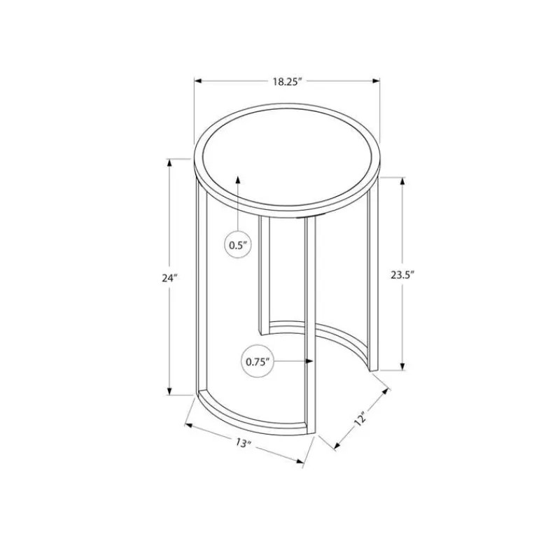 Monarch Accent table - 24"h / stone-look / black metal -