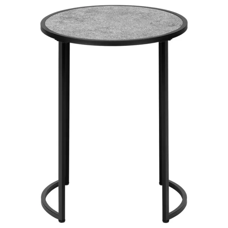 Monarch Accent table - 24"h / stone-look / black metal -