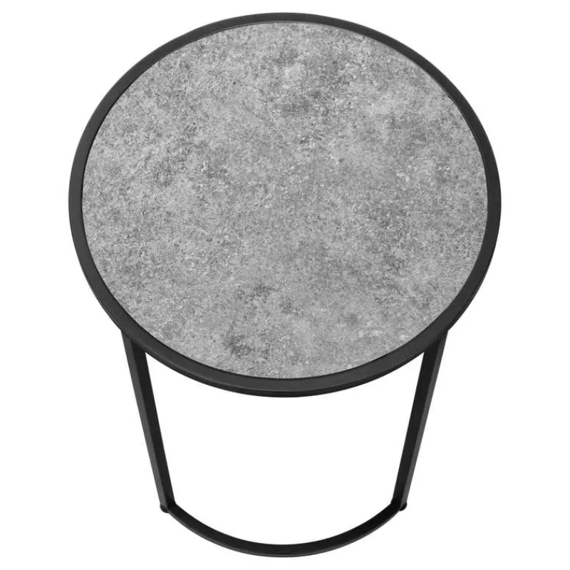 Monarch Accent table - 24"h / stone-look / black metal -