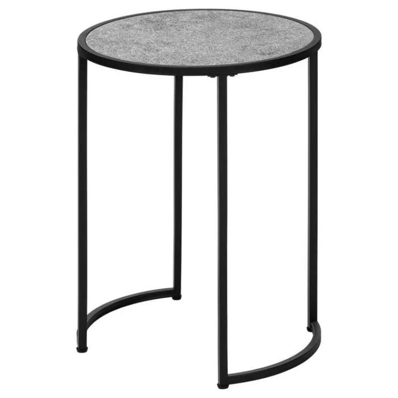 Monarch Accent table - 24"h / stone-look / black metal -