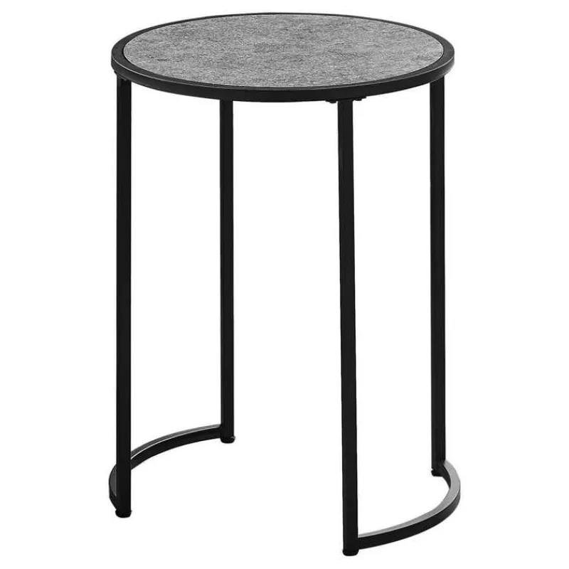 Monarch Accent table - 24"h / stone-look / black metal -