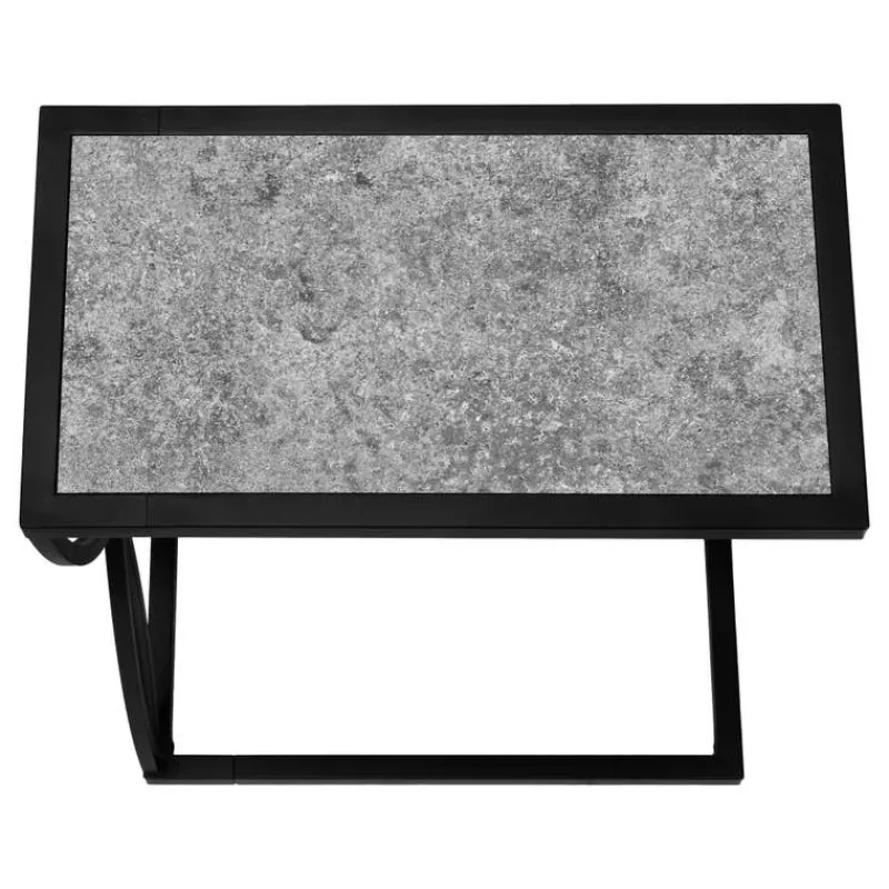 Monarch Accent table - 25"h / stone-look / black metal -