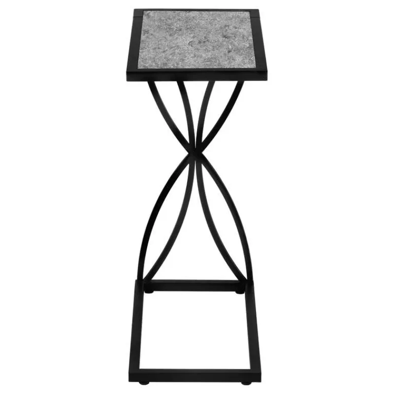 Monarch Accent table - 25"h / stone-look / black metal -