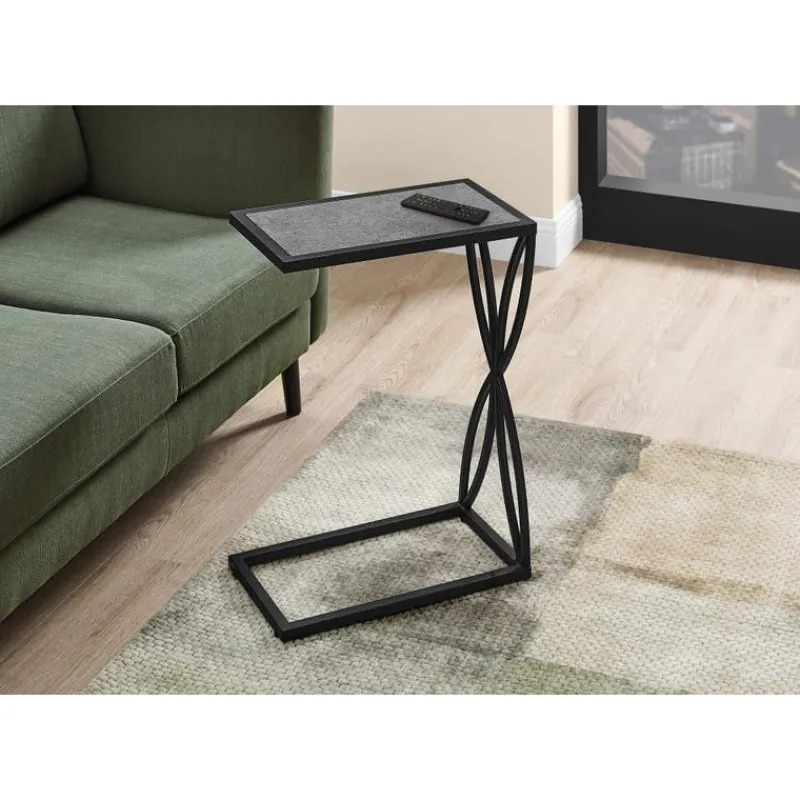 Monarch Accent table - 25"h / stone-look / black metal -