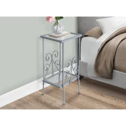 Monarch Accent table - 30"h / metal with tempered glass -