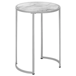 Monarch Accent table - 24"h / marble-look / silver metal -