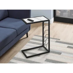 Monarch Accent table - 25"h / marble-look / black metal -