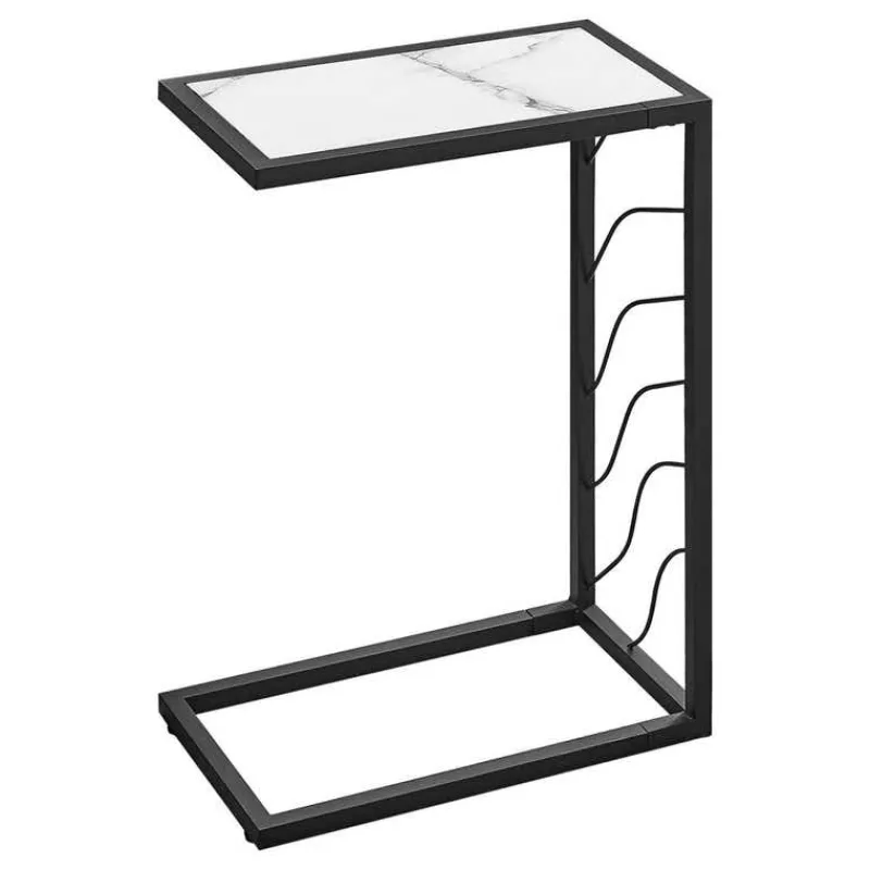 Monarch Accent table - 25"h / marble-look / black metal -