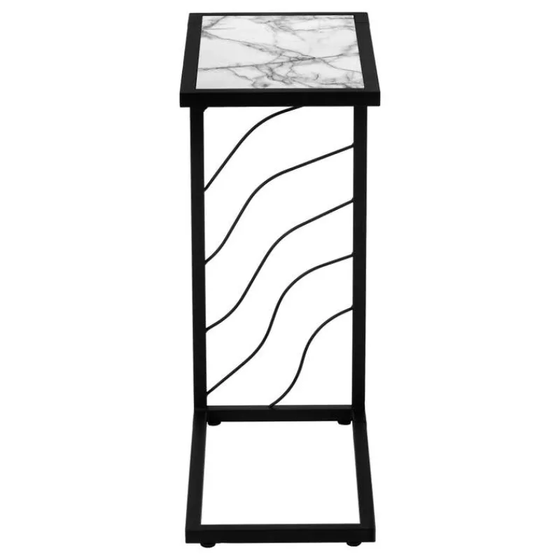Monarch Accent table - 25"h / marble-look / black metal -