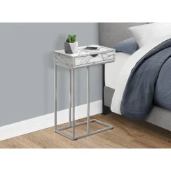 Monarch Accent table - 25"h / marble / silver metal -