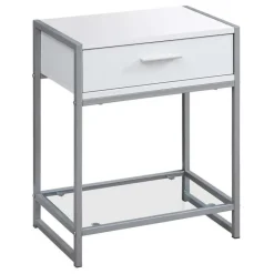 Monarch Accent table - 22"h / / silver metal/ tempered glass -