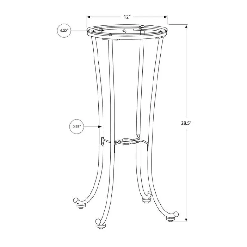 Monarch Accent table - hammered metal with tempered glass -