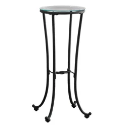 Monarch Accent table - hammered metal with tempered glass -