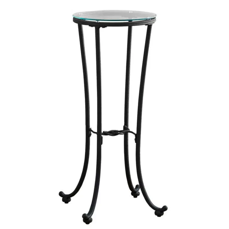 Monarch Accent table - hammered metal with tempered glass -