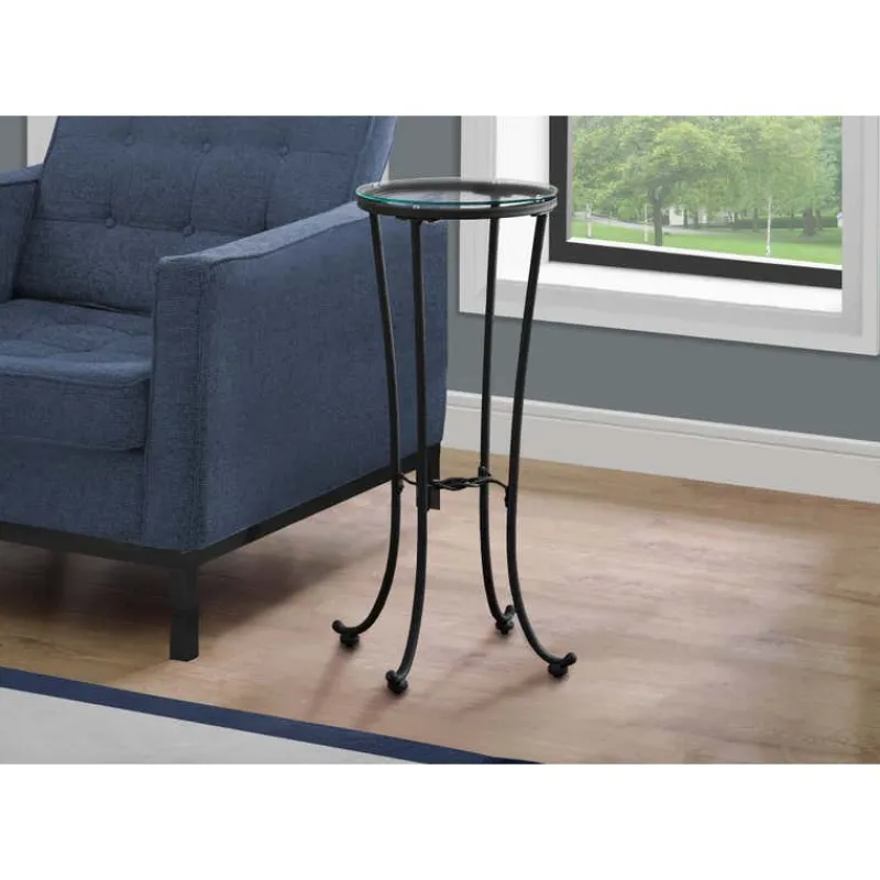 Monarch Accent table - hammered metal with tempered glass -