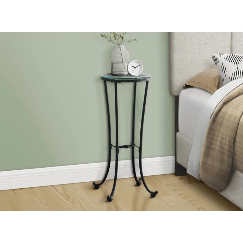 Monarch Accent table - hammered metal with tempered glass -