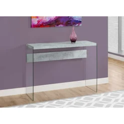 Monarch Accent table - 44"l / cement / tempered glass -