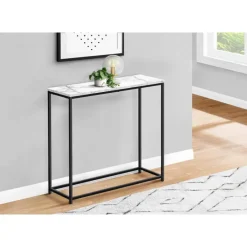 Monarch Accent table - 32"l / marble / black metal console -