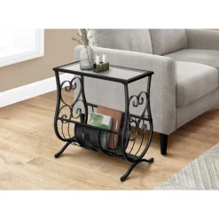Monarch Accent table - satin metal with tempered glass -
