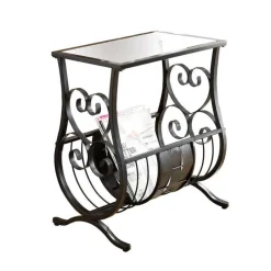 Monarch Accent table - satin metal with tempered glass -