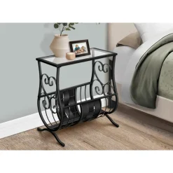 Monarch Accent table - satin metal with tempered glass -