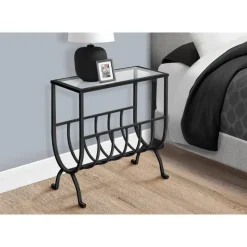 Monarch Accent table - stardust metal with tempered glass -