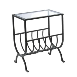 Monarch Accent table - stardust metal with tempered glass -