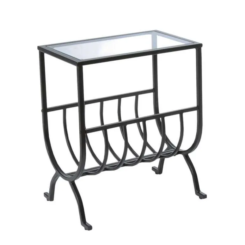 Monarch Accent table - stardust metal with tempered glass -